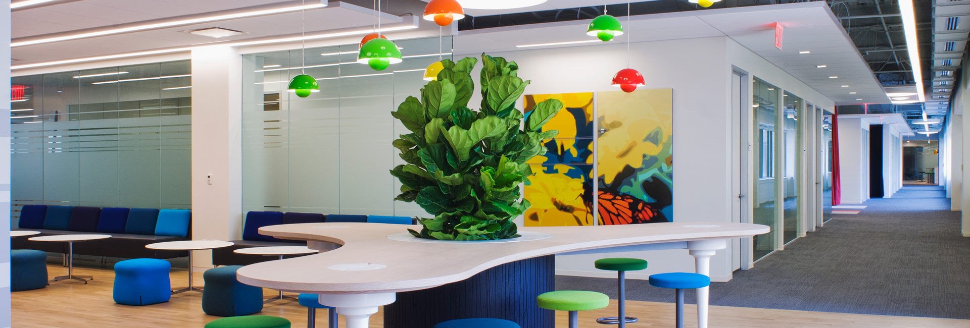 Ericsson uses vibrant colors throughout their corporate office space