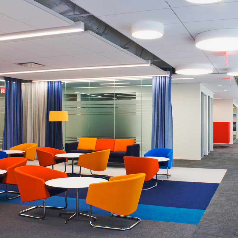 Ericsson uses vibrant colors throughout their corporate office space
