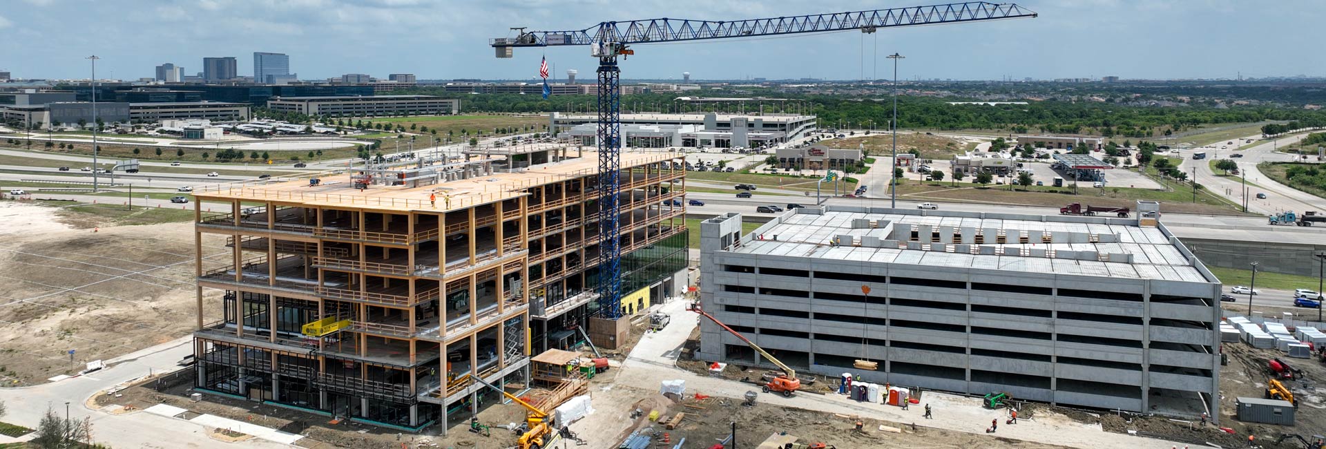 Mass timber construction on SouthStone Yards in Dallas, Texas