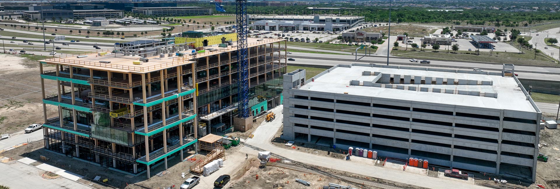 Mass timber construction on SouthStone Yards in Dallas, Texas