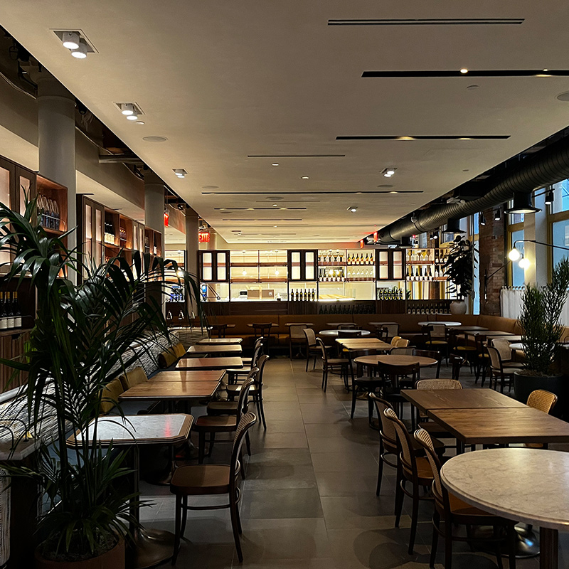 Interior view of dining area at Eataly