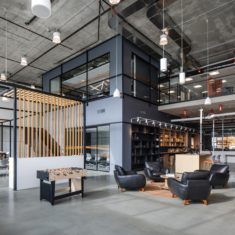 IFD Technologies office space incorporates industrial elements as well as flexible spaces.
