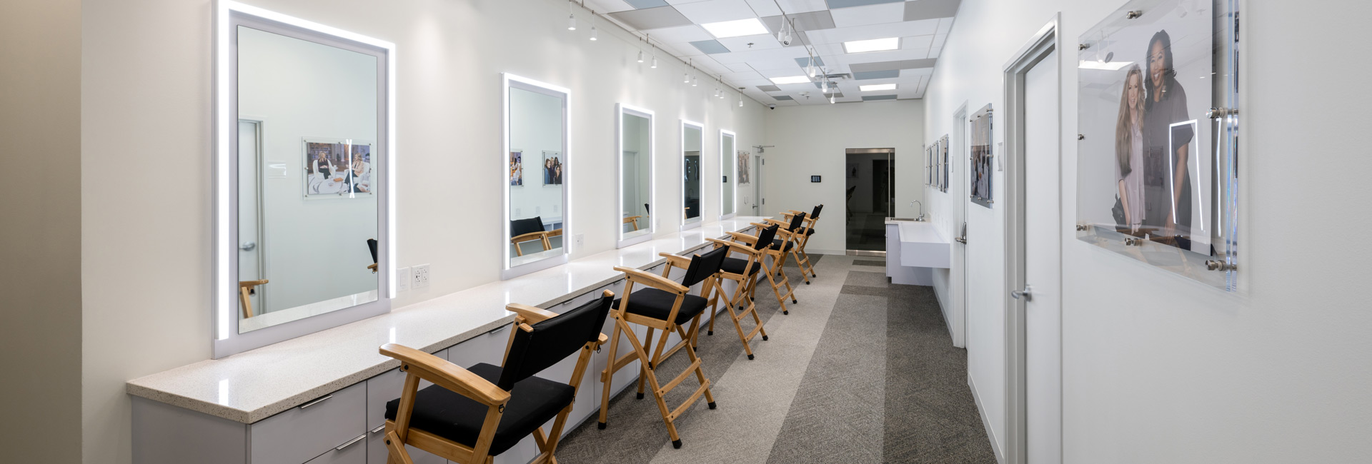 Hair and makeup space at Trinity Broadcast Network's studio.