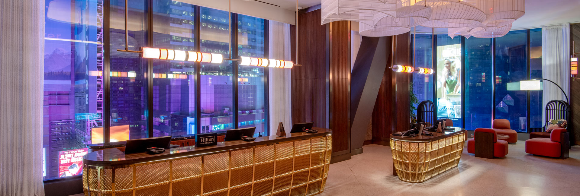 Front desk at Tempo by Hilton hotel in Times Square.