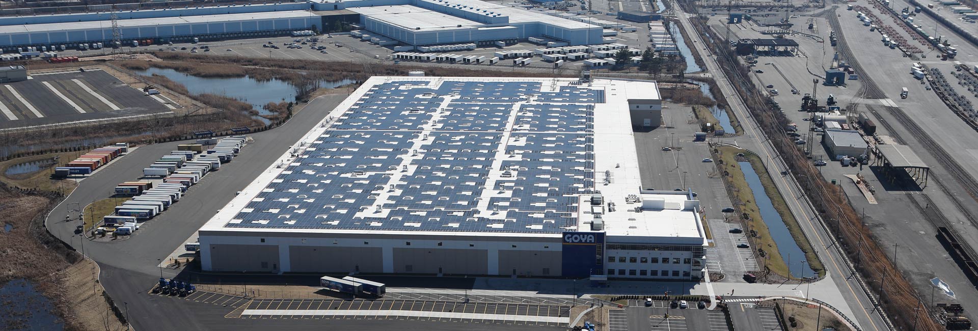 Aeriel view of the Goya warehouse facility in Jersey City, NJ.