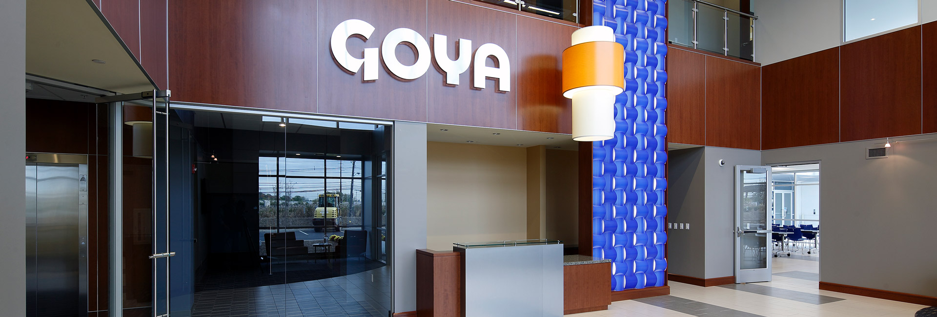 Goya Foods lobby in the new headquarters in Jersey City, enhancing its production and distribution capabilities