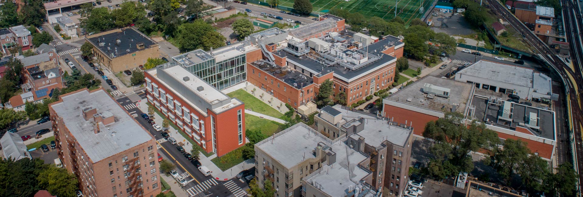 Aerial view of Manhattan College in Bronx, NY