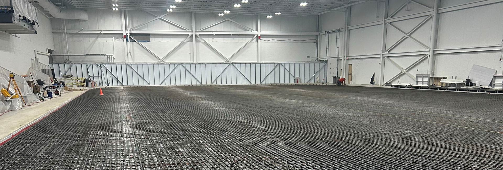 Work in progress photo of the ice rink in Philadelphia Flyers Training Center