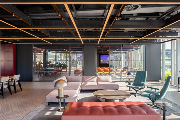 Couches and chairs for employees to sit and enjoy for collaboration.