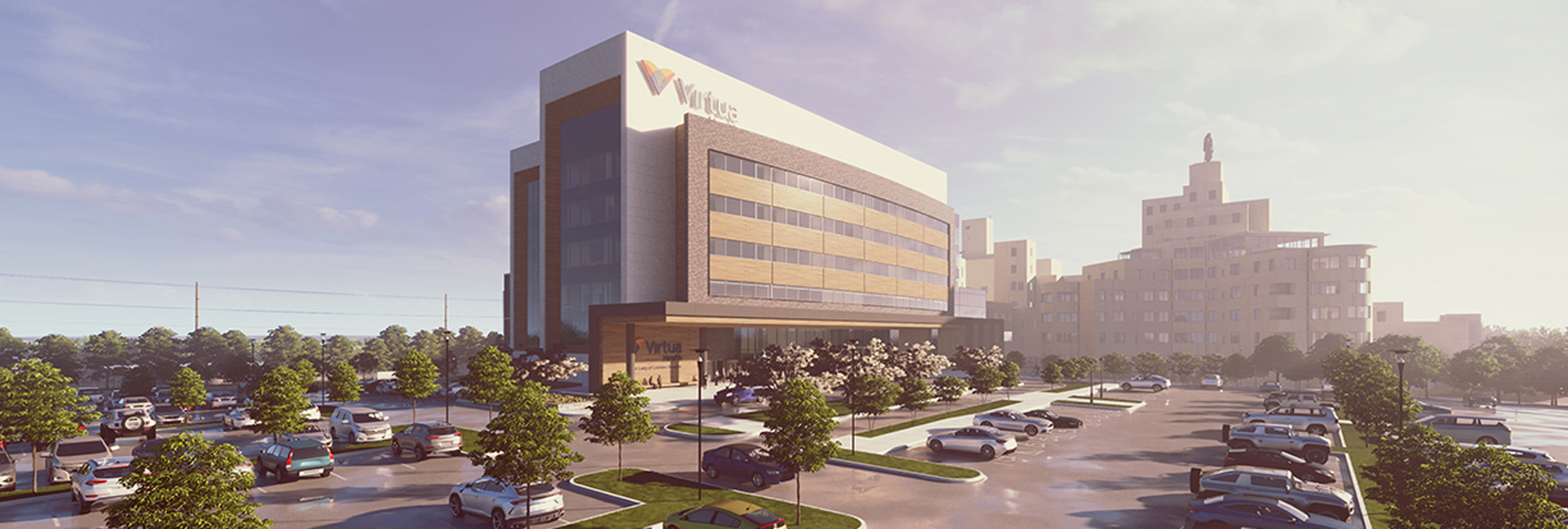 Rendering of the new West Tower at Virtua Health, Our Lady of Lourdes Hospital Care in Camden, NJ