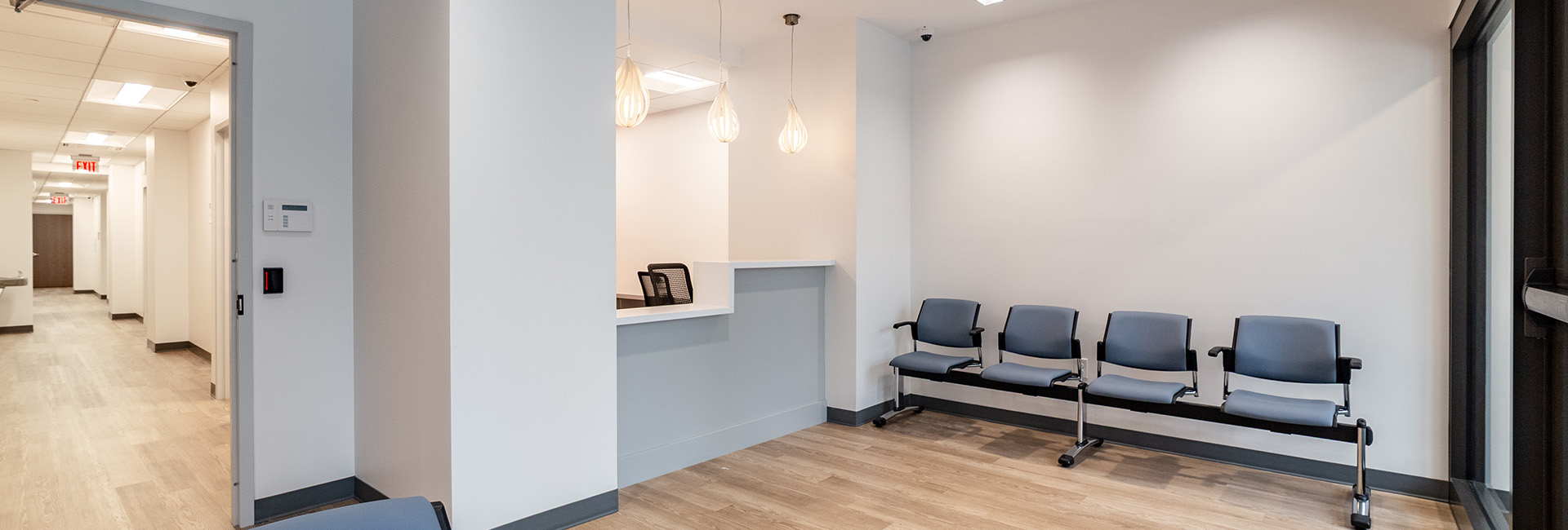View of interior waiting area at Temple Dental done by Structure Tone PA