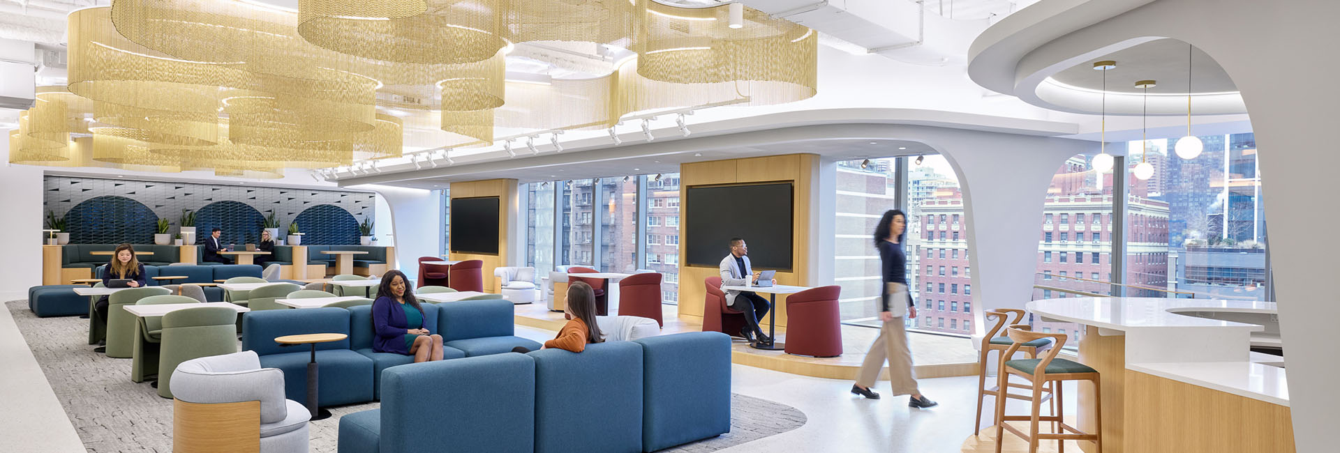 Confidential Financial Client image of lounge area with wall of windows