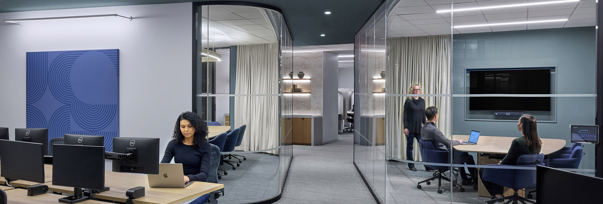 Confidential Financial Client image of office work area with computers