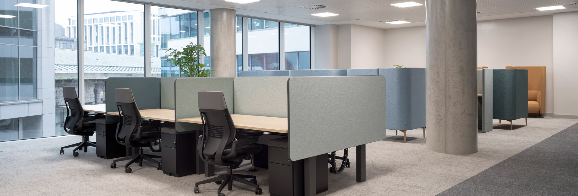 Open office area with desks