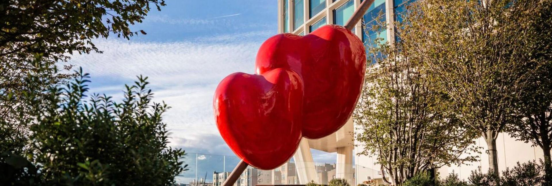 Double heart sculpture in Boston's Back Bay.