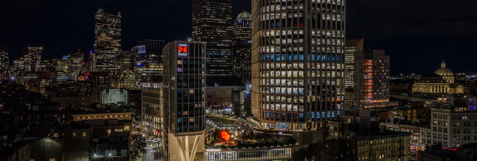 Double heart sculpture in Boston's Back Bay.