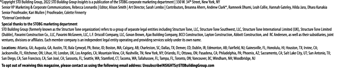   Copyright STO Building Group, 2022 STO Building Group Insights is a publication of the STOBG corporate marketing de   